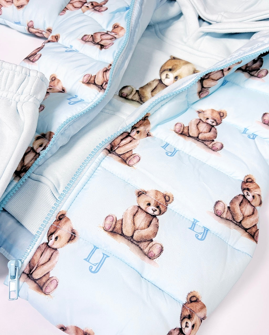 Arlo Pattern Teddy Coat BABY BLUE