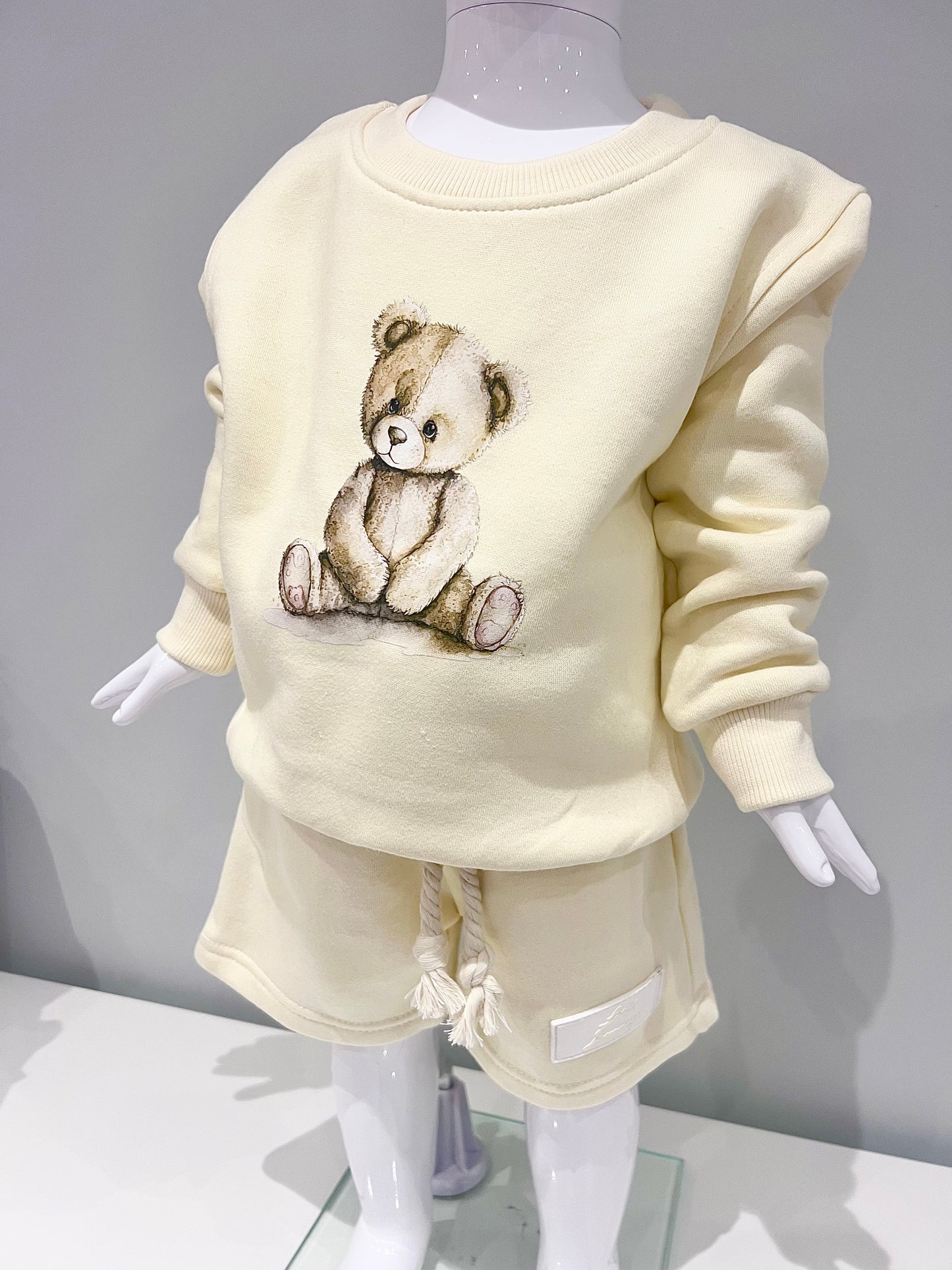Arlo Teddy Kids Shorts & Jumper Set Cream