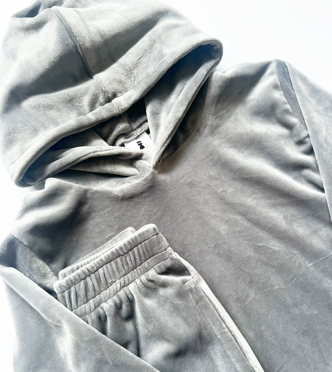 Grey Velour Hoodie Tracksuit