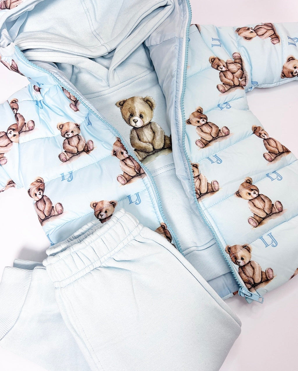 Arlo Pattern Teddy Coat BABY BLUE