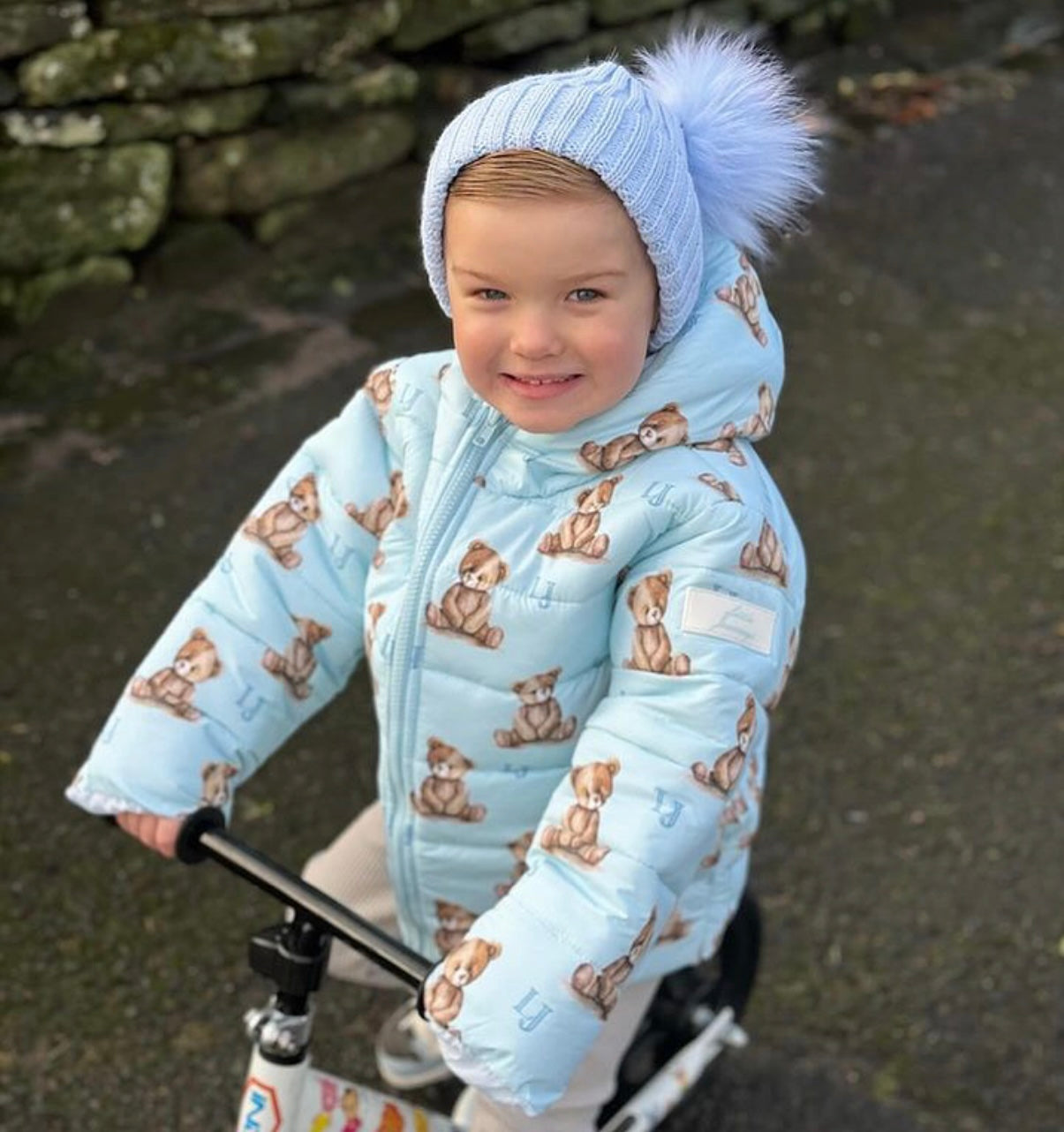 Arlo Pattern Teddy Coat BABY BLUE