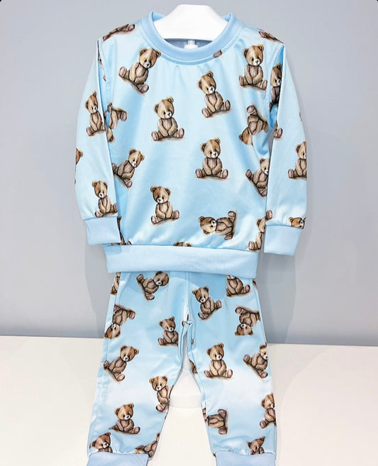 Arlo Teddy Print Tracksuit BABY Blue