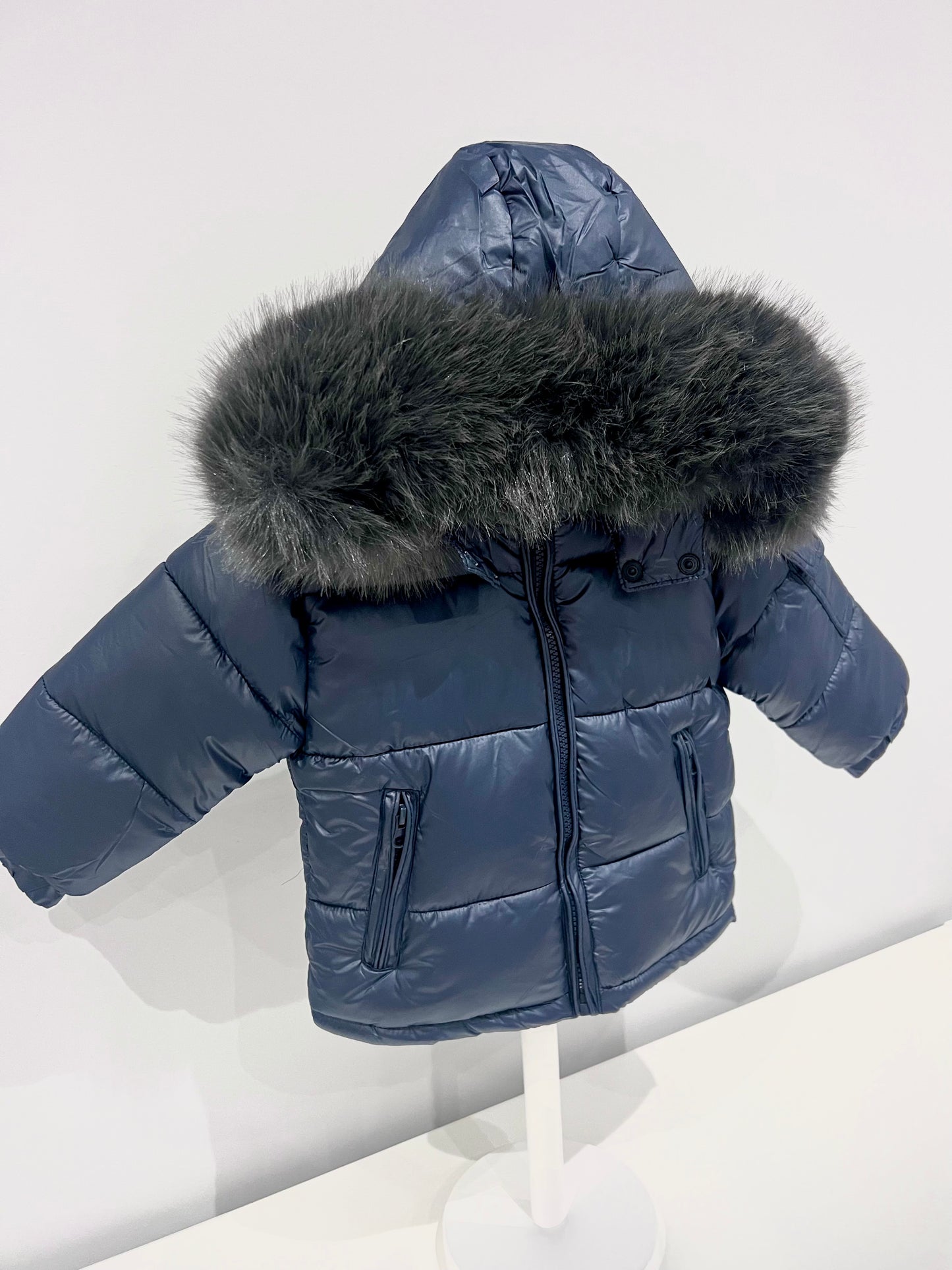 Fur Hood Coat Navy