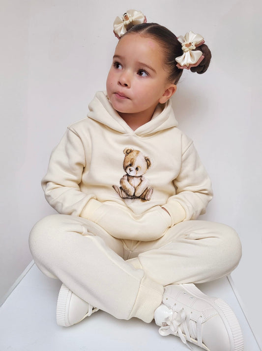 Arlo Teddy Hoodie Tracksuit Cream - Kids Cozy Tracksuit