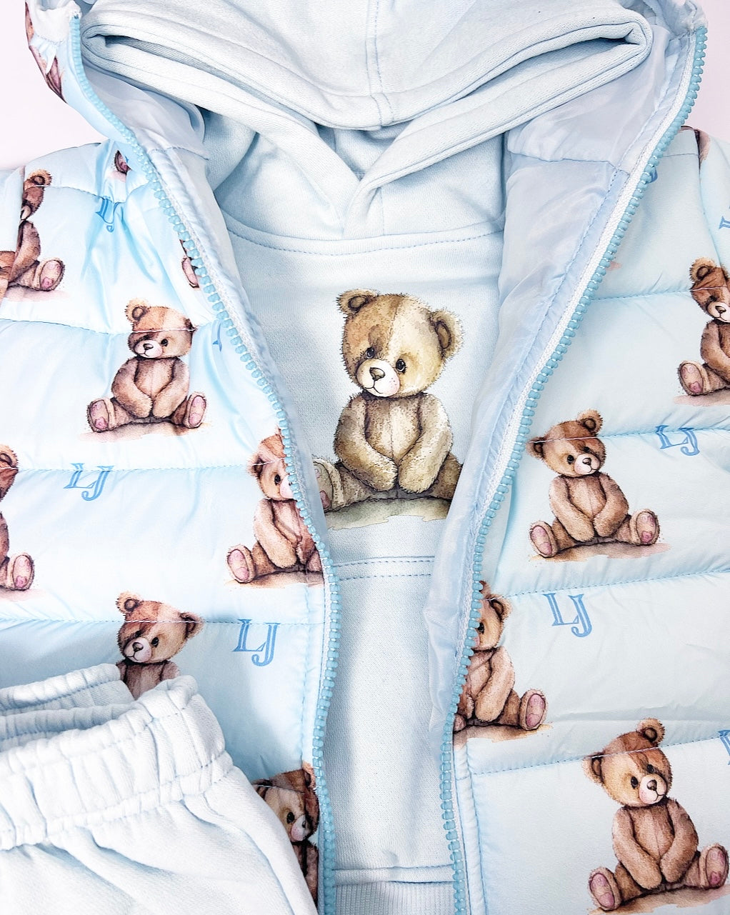 Arlo Pattern Teddy Coat BABY BLUE