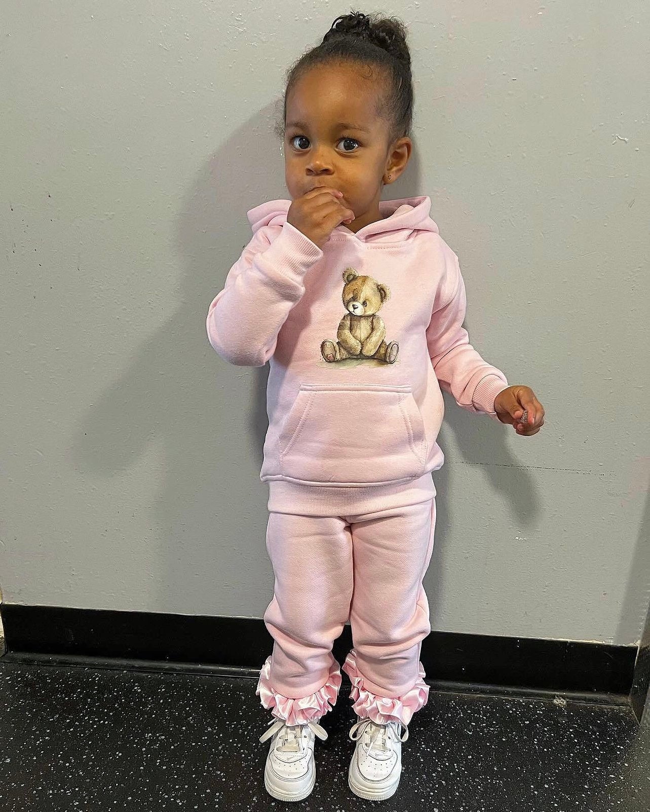 Arlo Teddy Hoodie Tracksuit Pink
