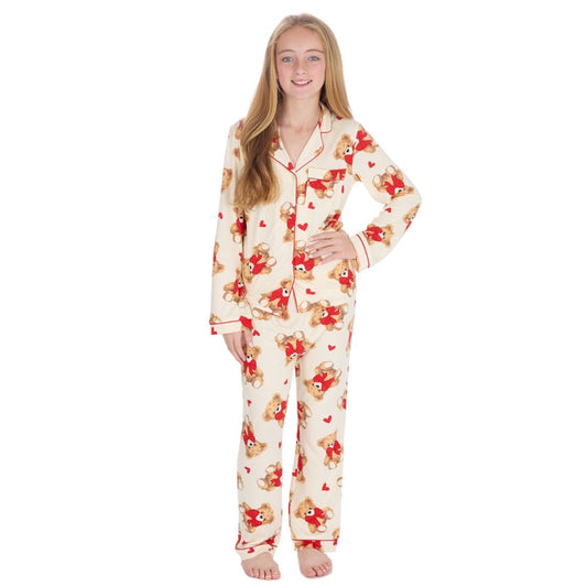 Girls Teddy Bow Pyjamas