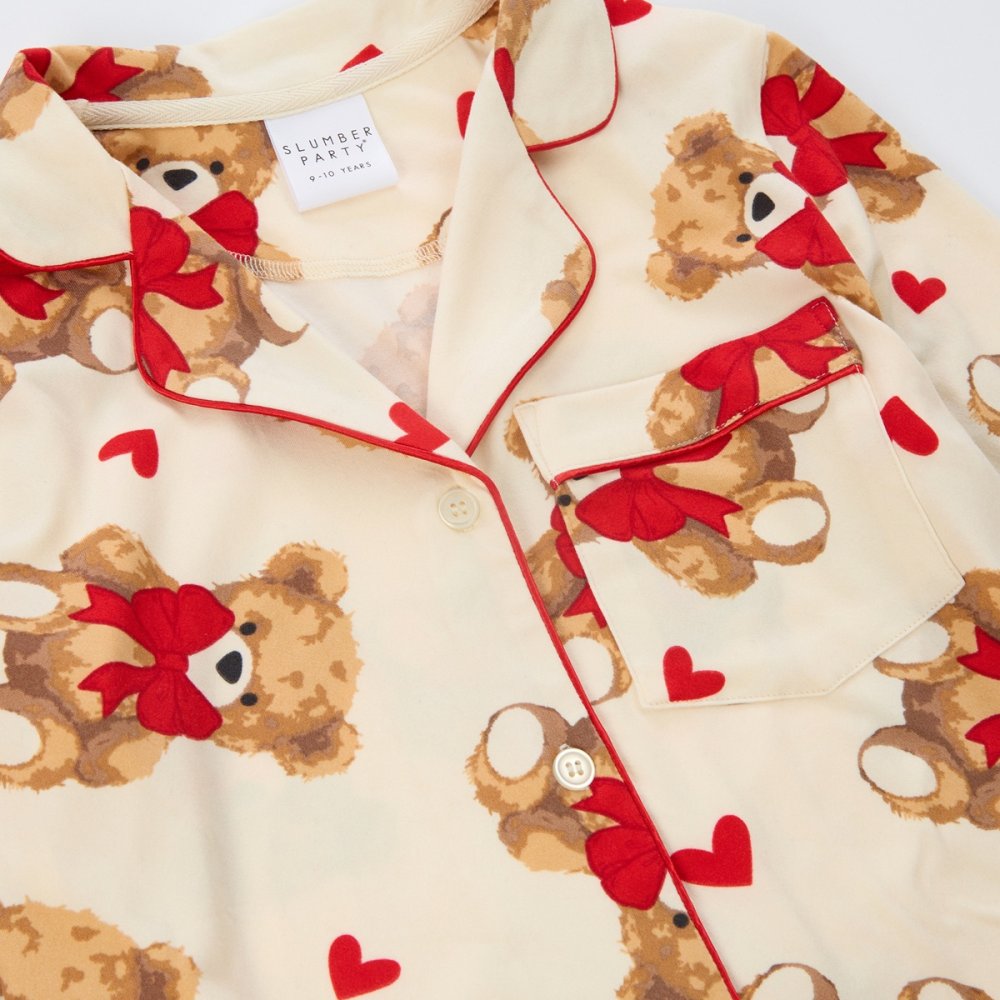 Girls Teddy Bow Pyjamas