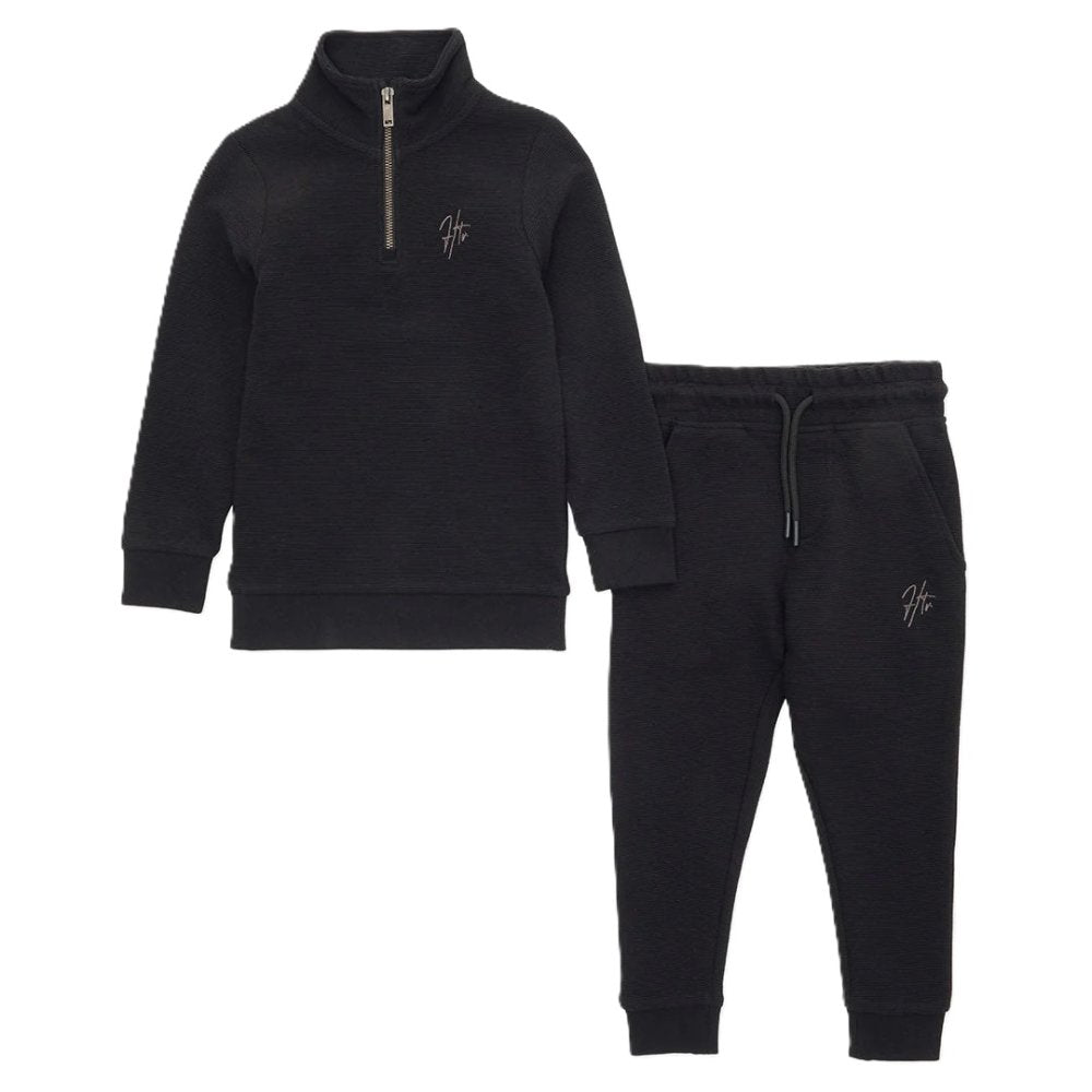 Boys quarter zip tracksuit black (ex chain store)