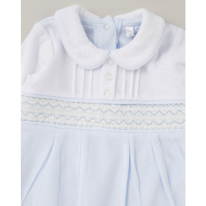 Rockabye Zig Zag Velour Smocked Sleepsuit