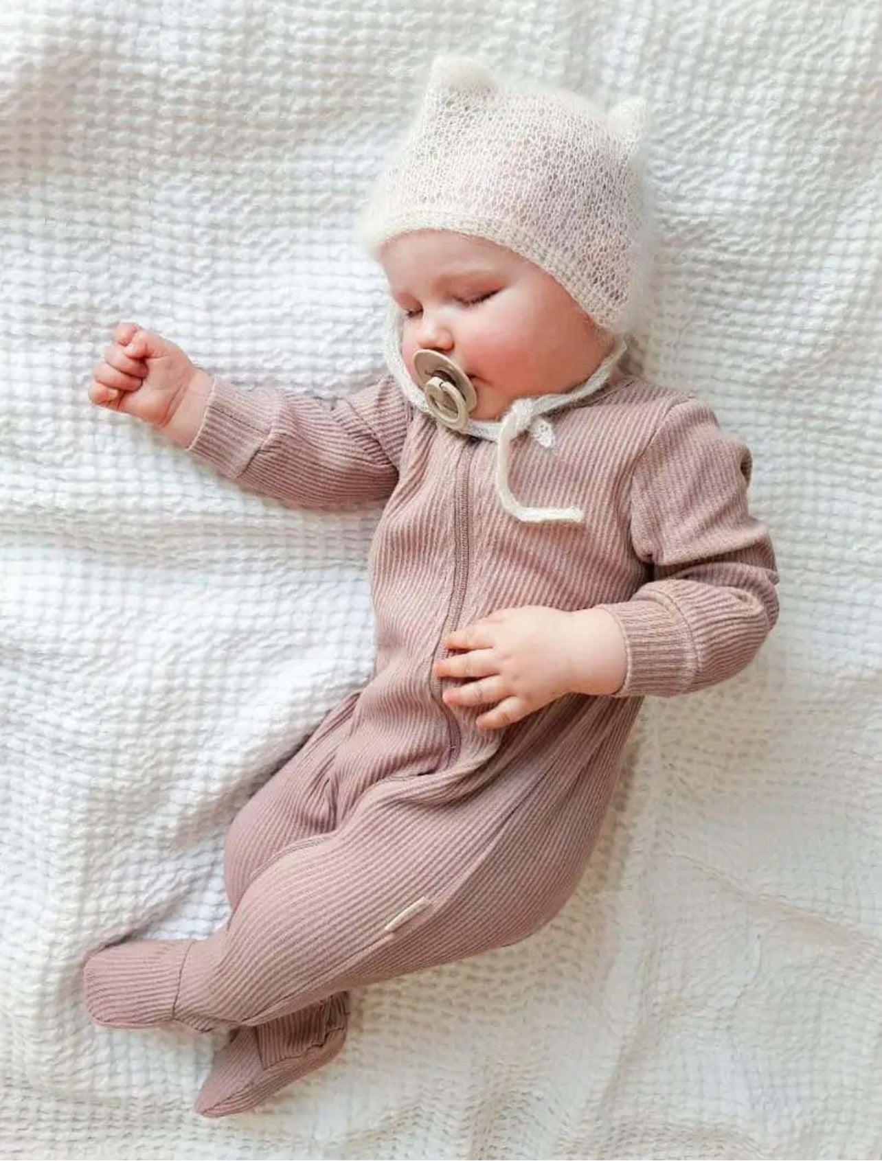 Zip Up Ribbed Romper Velvet Mocha