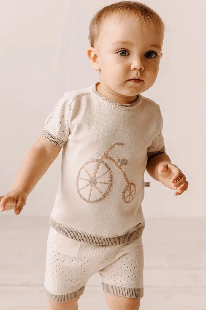 Leo King Knitted Bicycle Shorts Set Beige