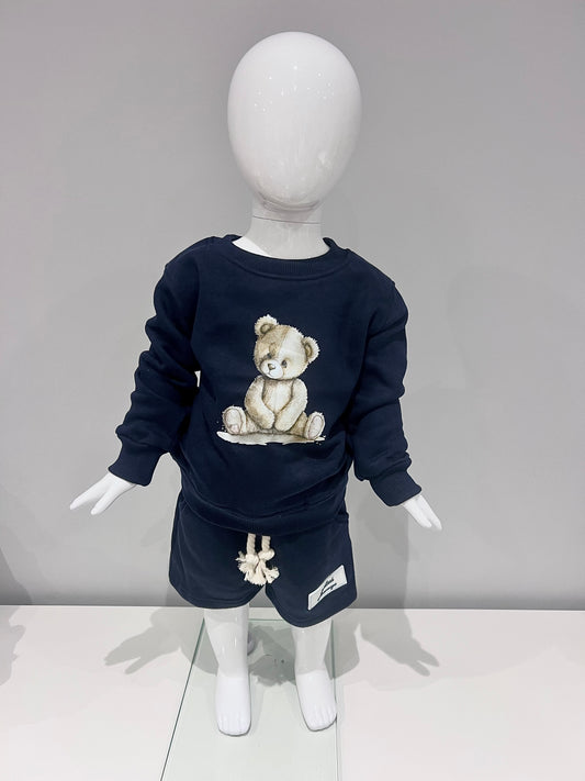 Arlo Teddy Kids Shorts & Jumper Set Navy