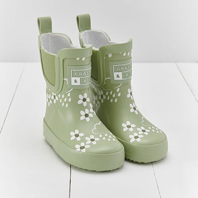 Floral Colour-Revealing Adventure Boots / Wellies Spring Green