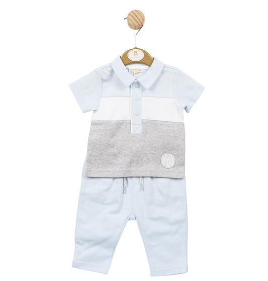 Mintini Colour Block Polo Set Blue