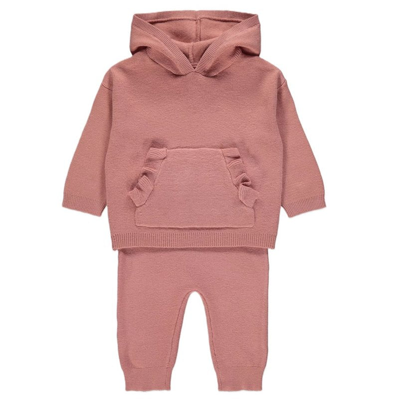 Rose Girls fine knit tracksuit with frill pocket