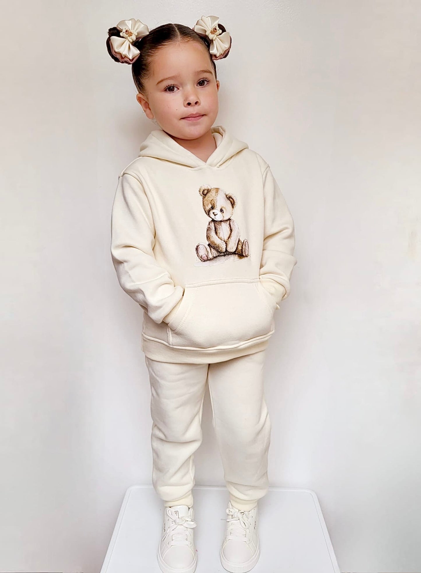 Arlo Teddy Hoodie Tracksuit Cream - Kids Cozy Tracksuit