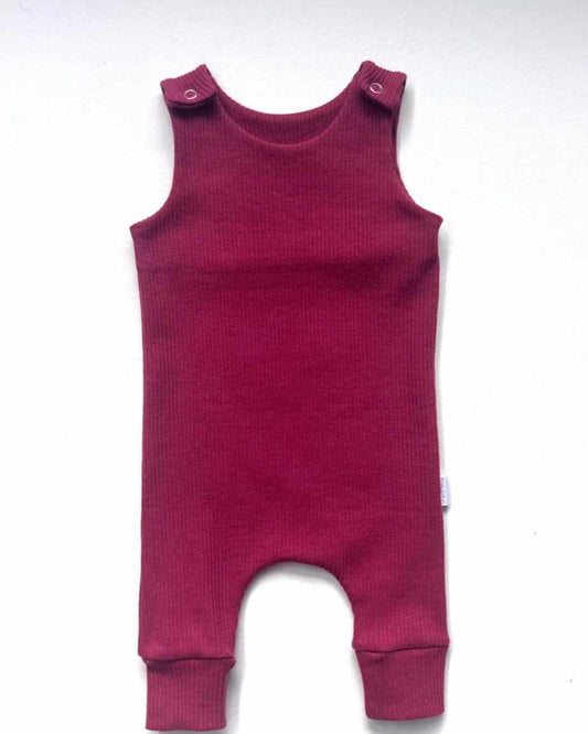 Ribbed Dungarees Red