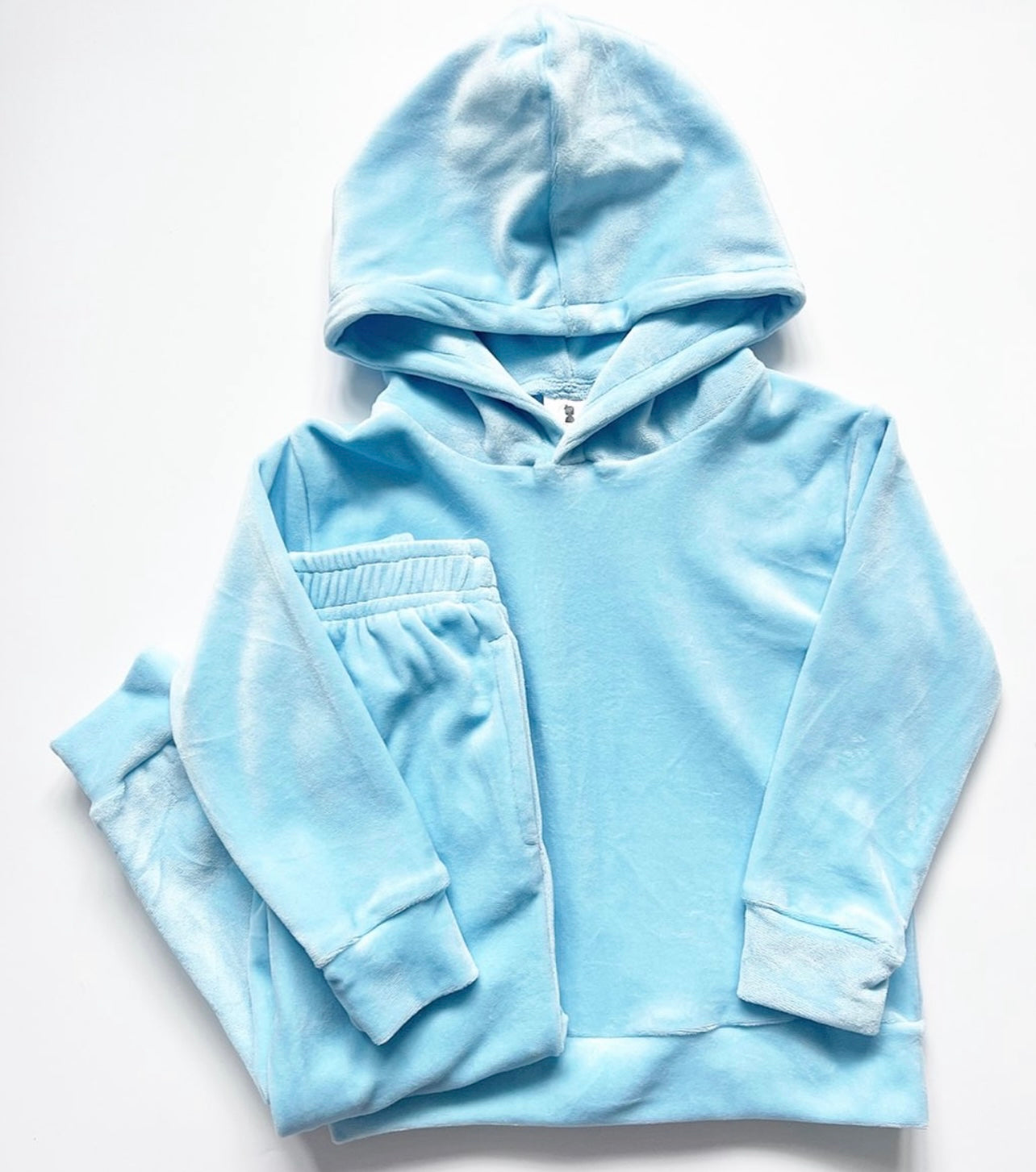 Blue Velour Hoodie Tracksuit