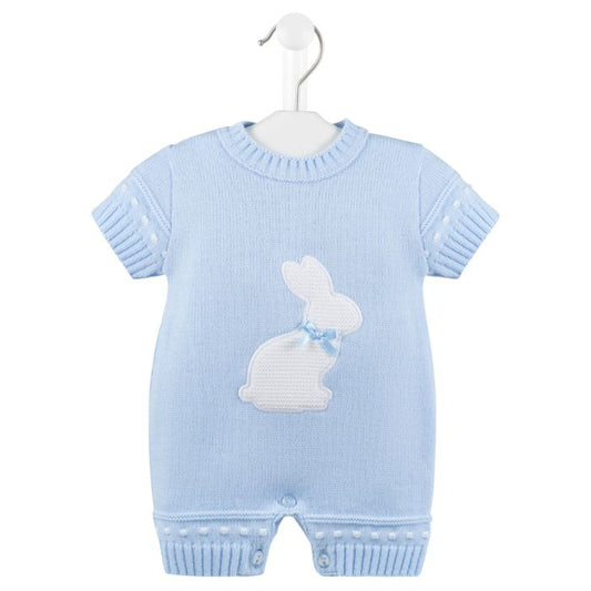Dandelion Knitted Short Sleeve Bunny Romper Blue