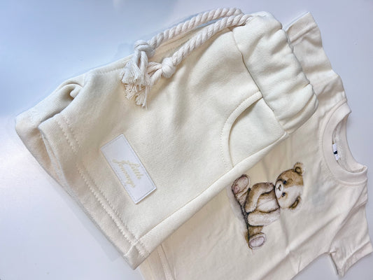 Arlo Teddy Kids Shorts & Jumper Set Cream