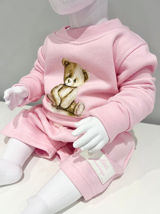 Arlo Teddy Kids Shorts & Jumper Set Pink