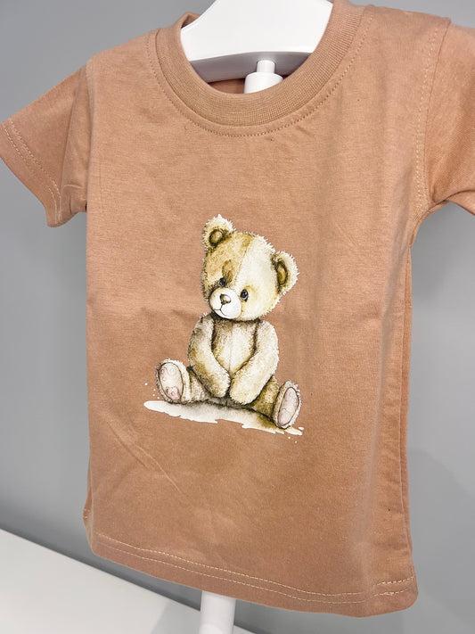 Arlo Teddy T-shirt Beige - Kids Cotton T-shirt