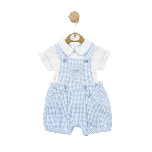 Mintini Seersucker Dungarees Blue