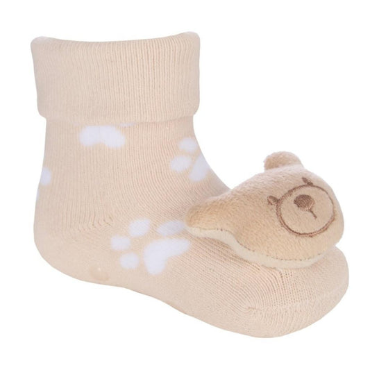 Teddy Bear baby grip socks beige