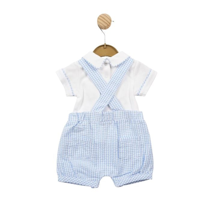 Mintini Seersucker Dungarees Blue