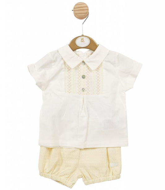 Mintini Linen Shirt & Shorts Set Lemon