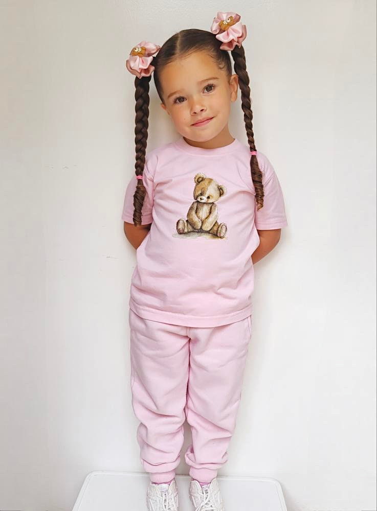 Arlo Teddy T-shirt Pink - Kids Cotton T-shirt