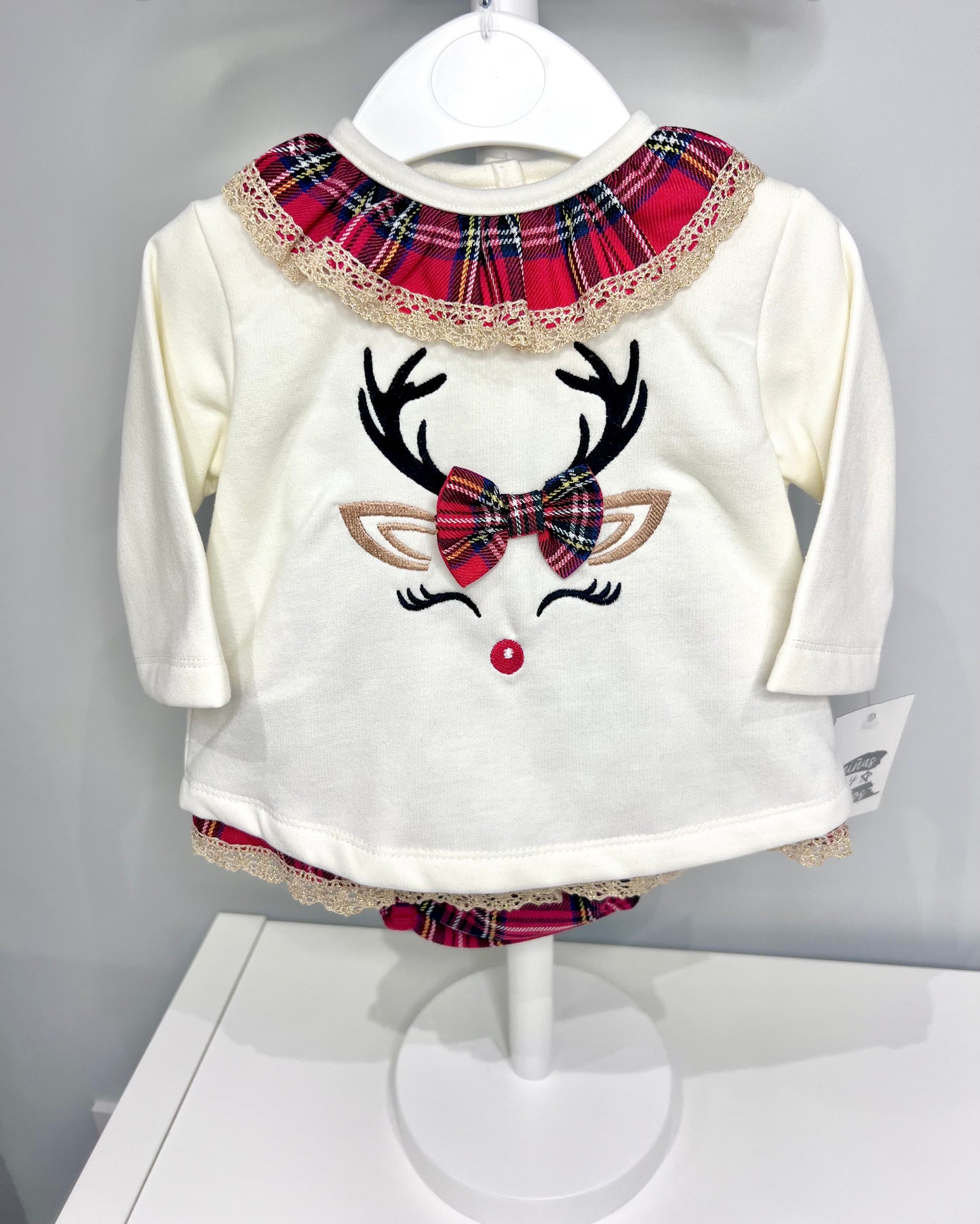 Baby Girl Christmas Reindeer Outfit with Jumper and Bloomers