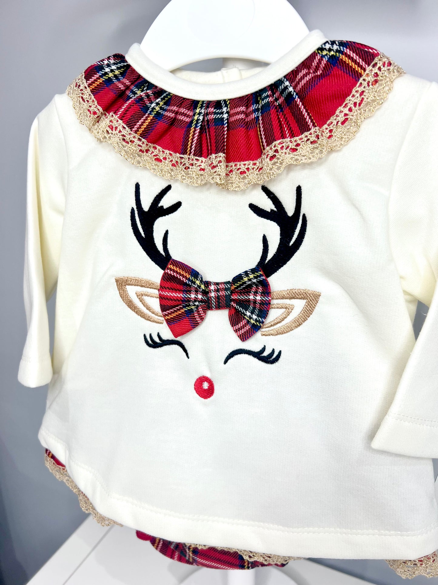 Baby Girl Christmas Reindeer Outfit with Jumper and Bloomers