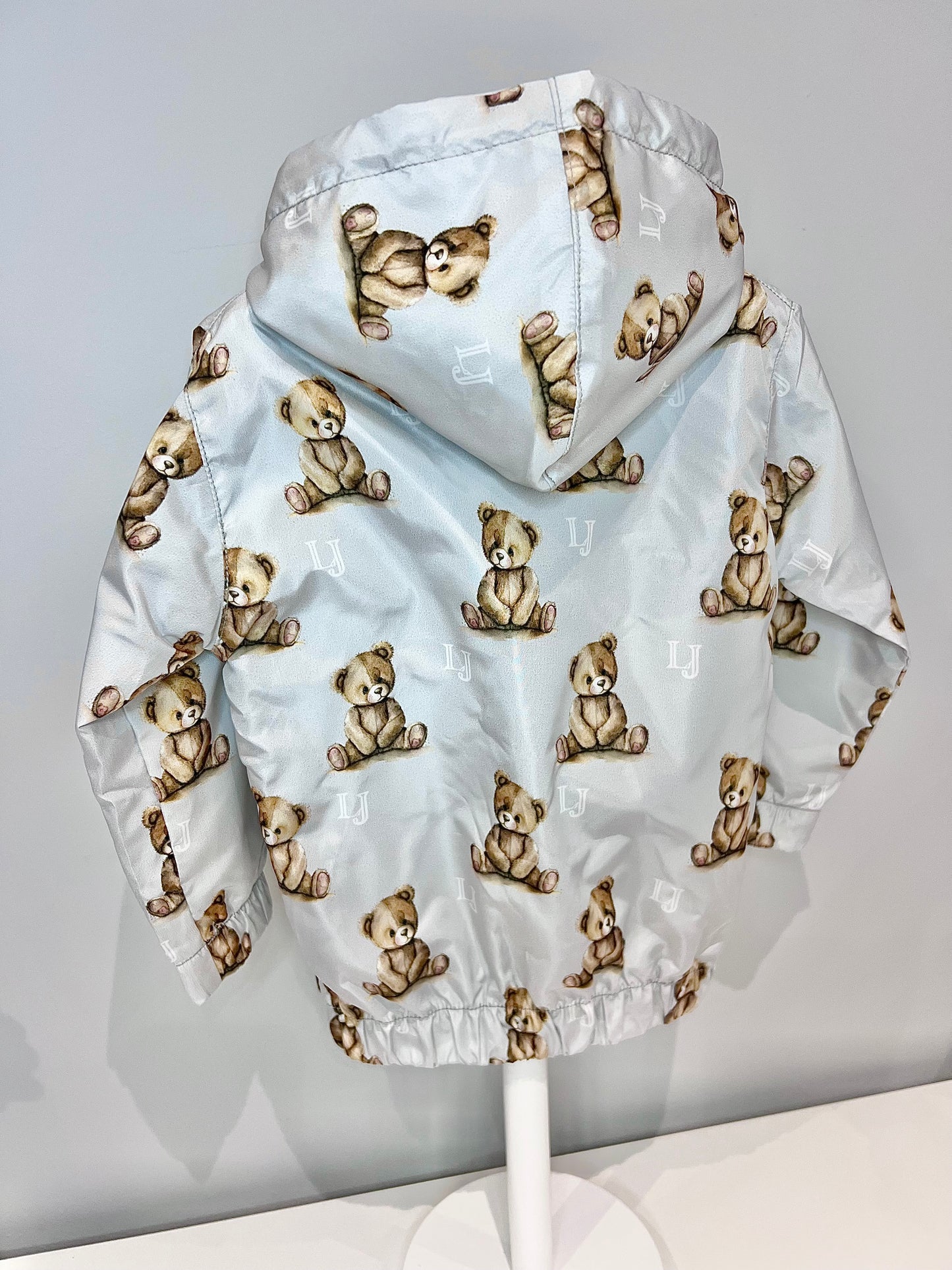 Arlo Pattern Teddy Rain Jacket Grey - Kids Waterproof Jacket
