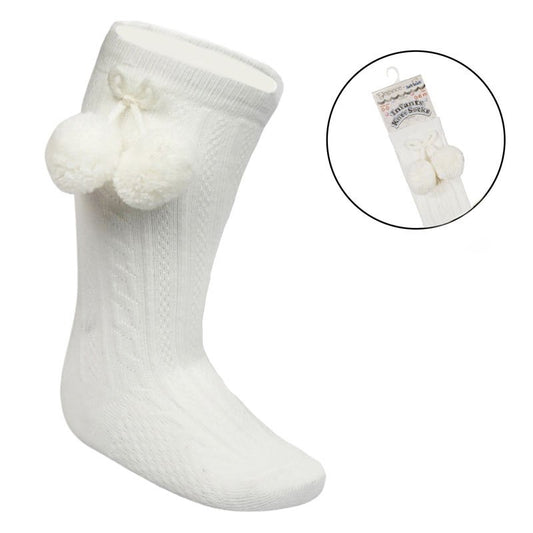 Cream Pom Pom Socks