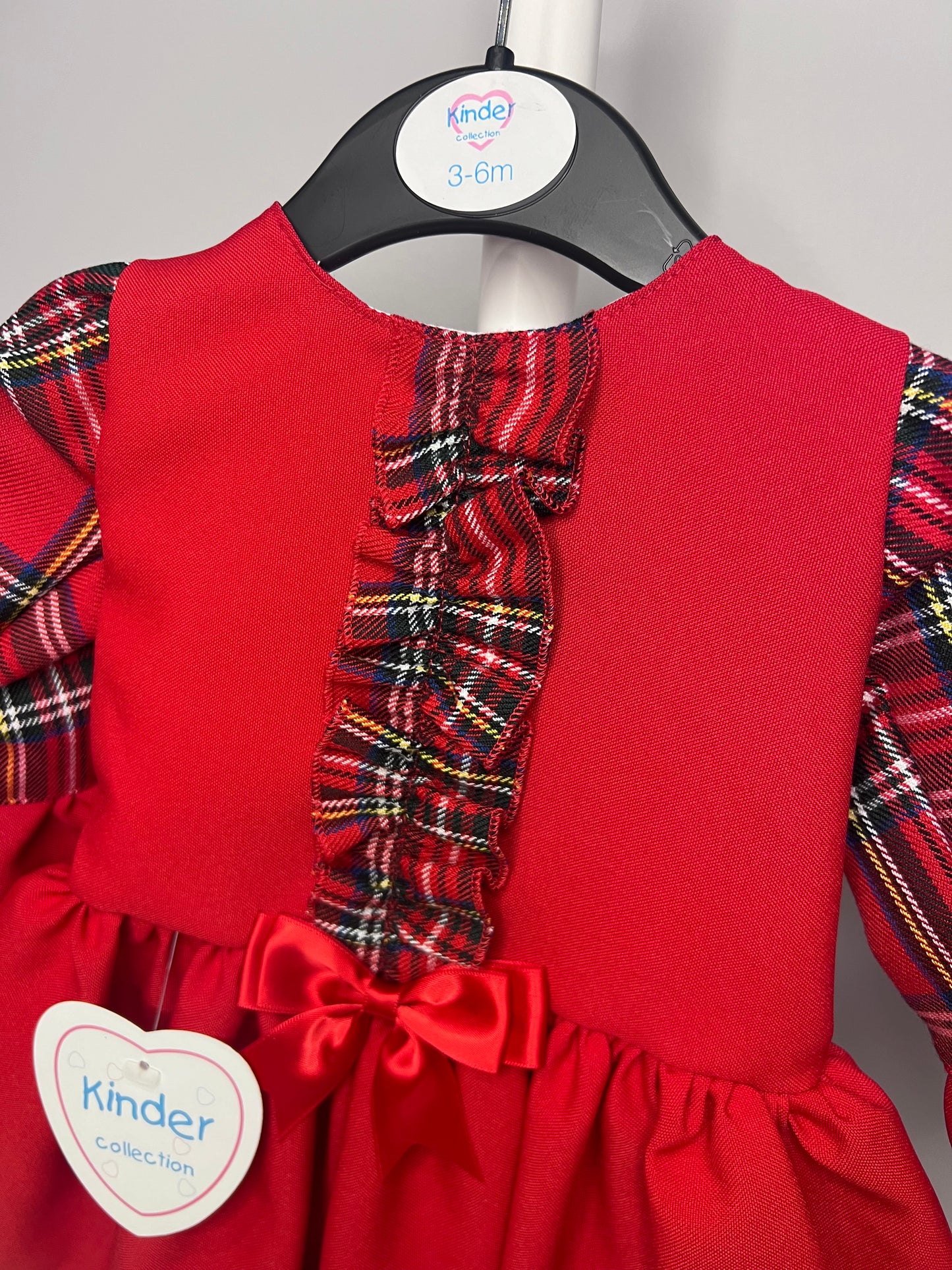 Kinder Baby Girls Tartan Red Dress with Long Sleeves, 3-6 Months