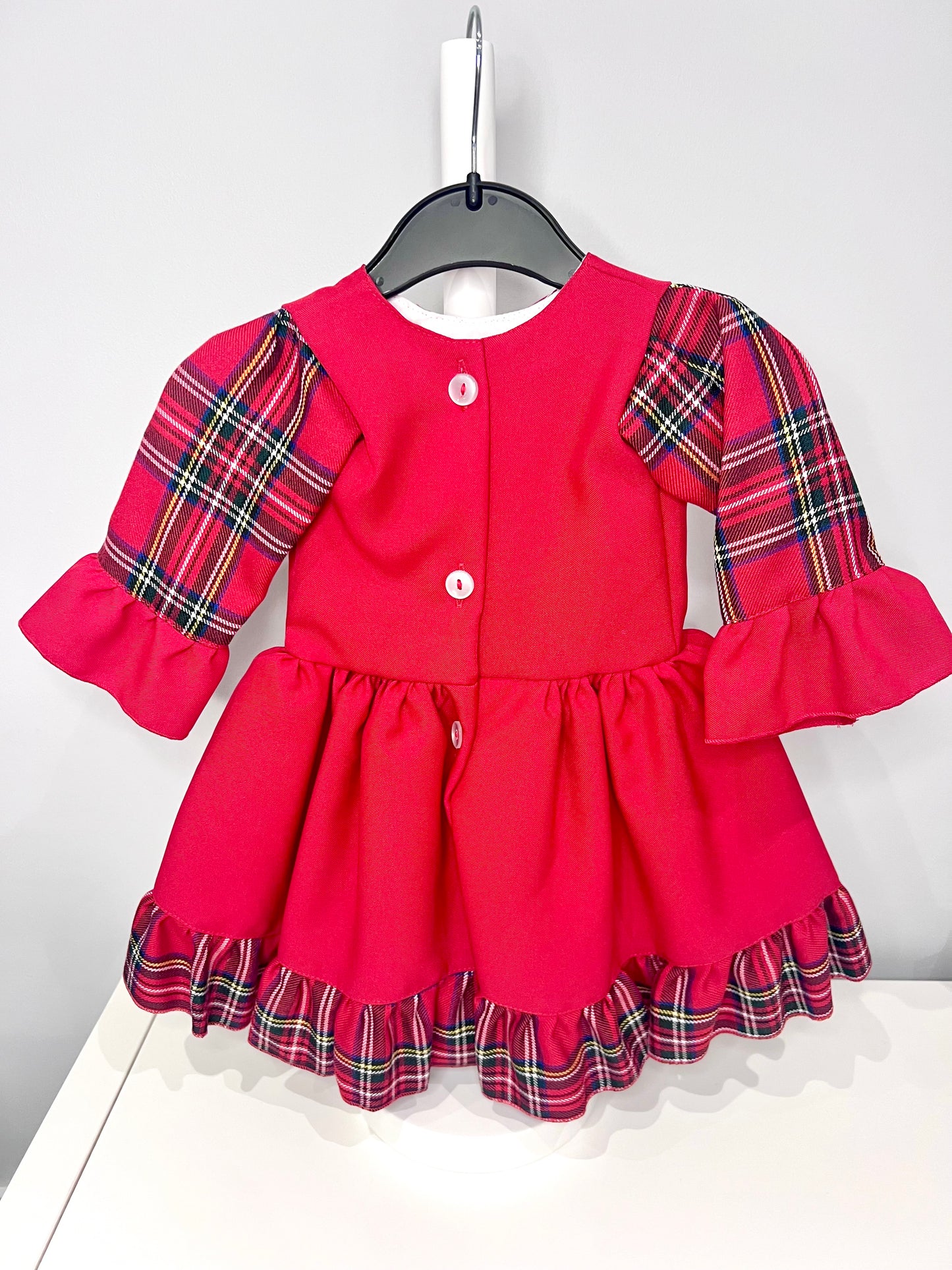 Kinder Baby Girls Tartan Red Dress with Long Sleeves, 3-6 Months