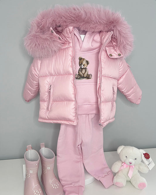 Fur Hood Coat Pink