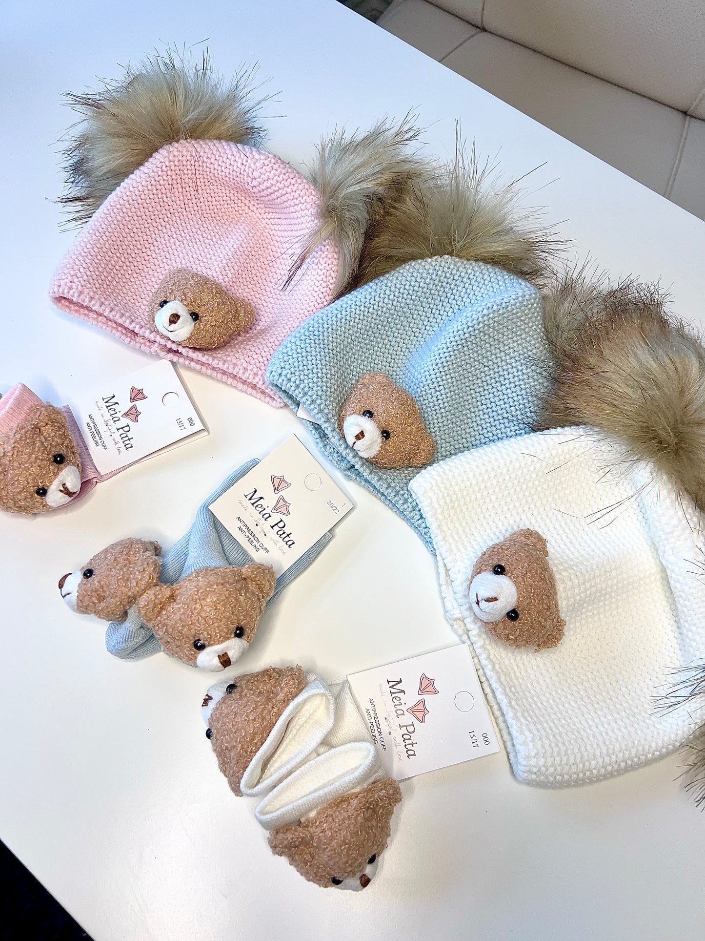 Meia Pata Knitted Teddy Hat Pink