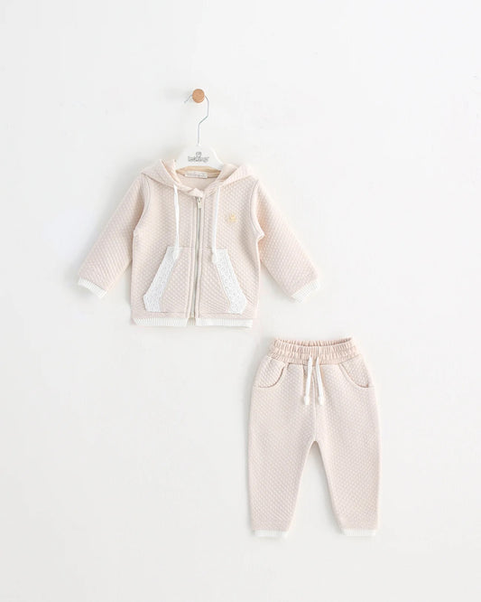 Leo King Quilted Tracksuit Beige