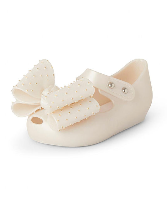 Jelly Shoes White Pearl Bow