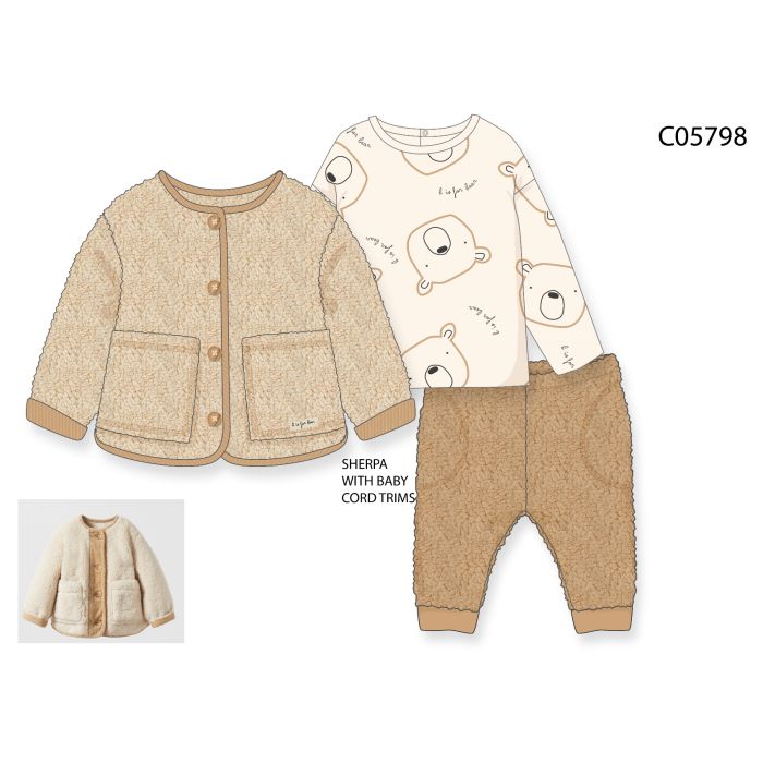 B Is for Bear 3 Piece Jacket Set - beige/cream