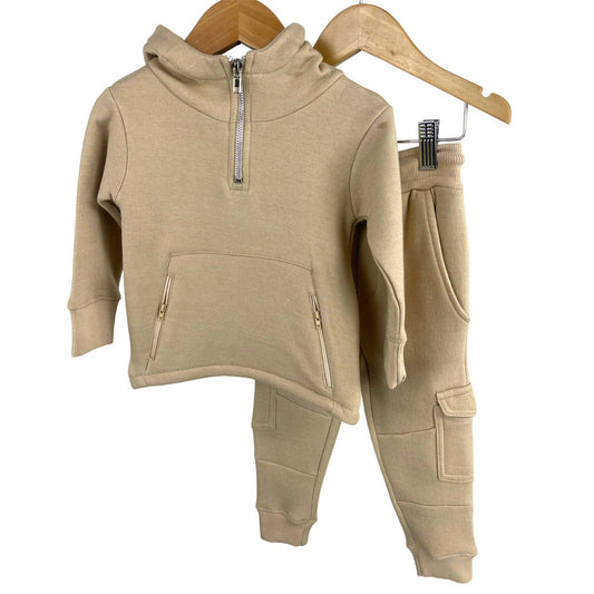 Samli Beige Half Zip Combat Lounge Set