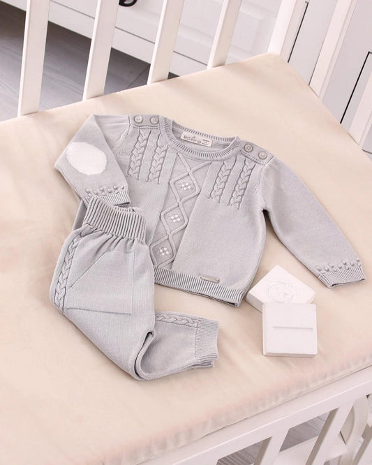 Boys Grey Knitted Set Leo King