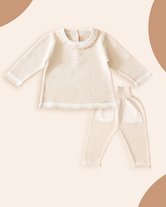 Cream Jumper Knitted Set