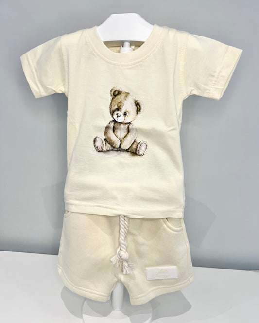 Arlo Teddy T-shirt Cream - Kids Cotton T-shirt