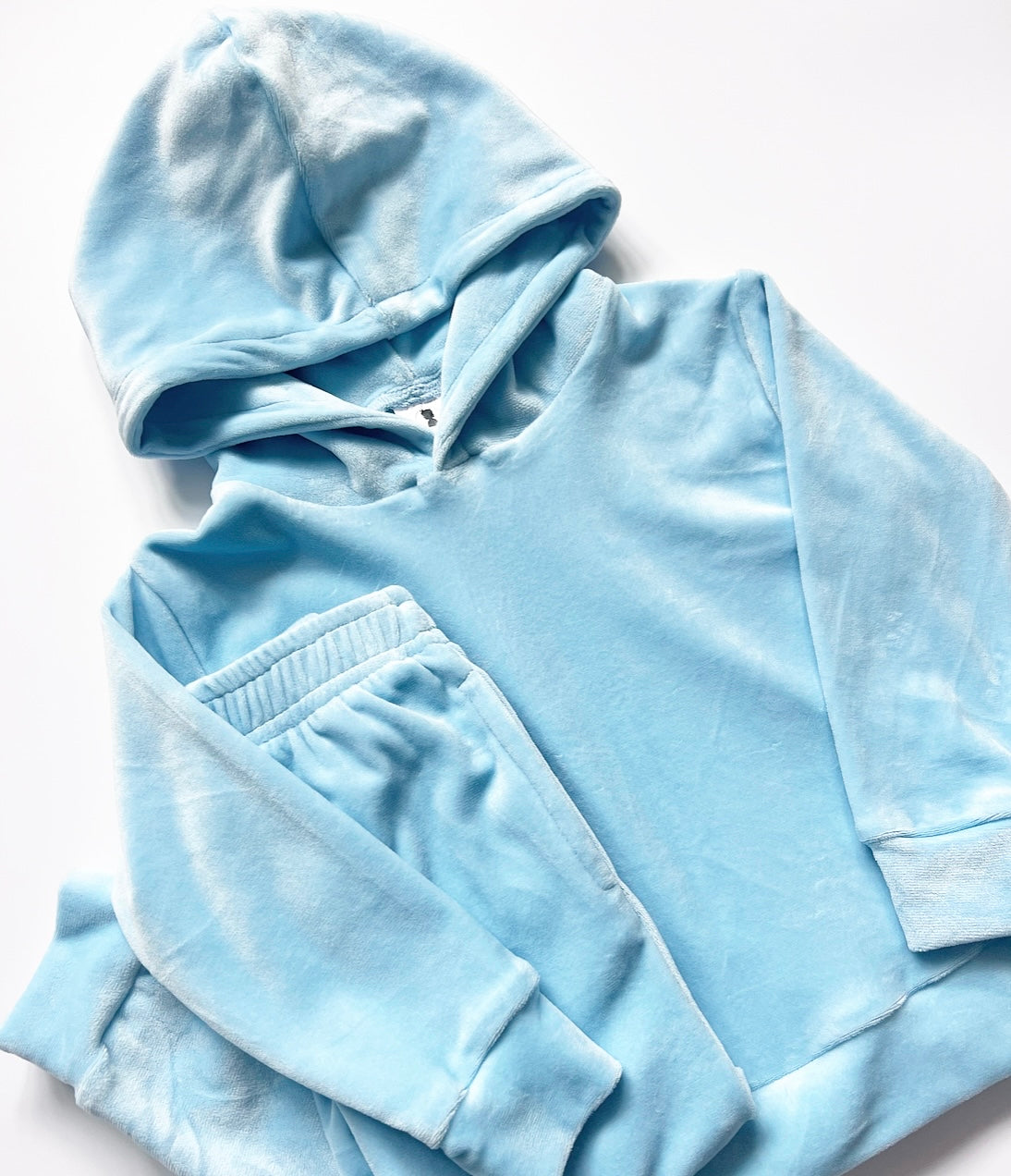 Blue Velour Hoodie Tracksuit