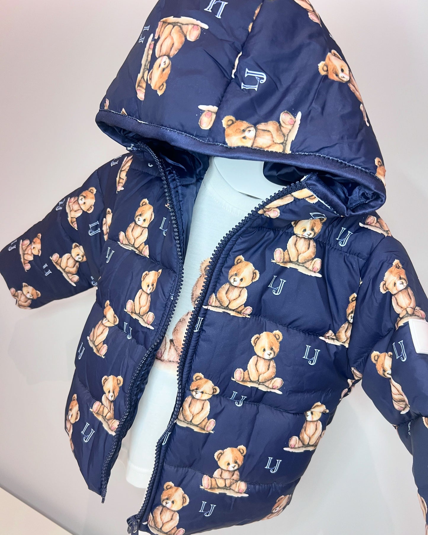 Arlo Pattern Teddy Coat NAVY BLUE