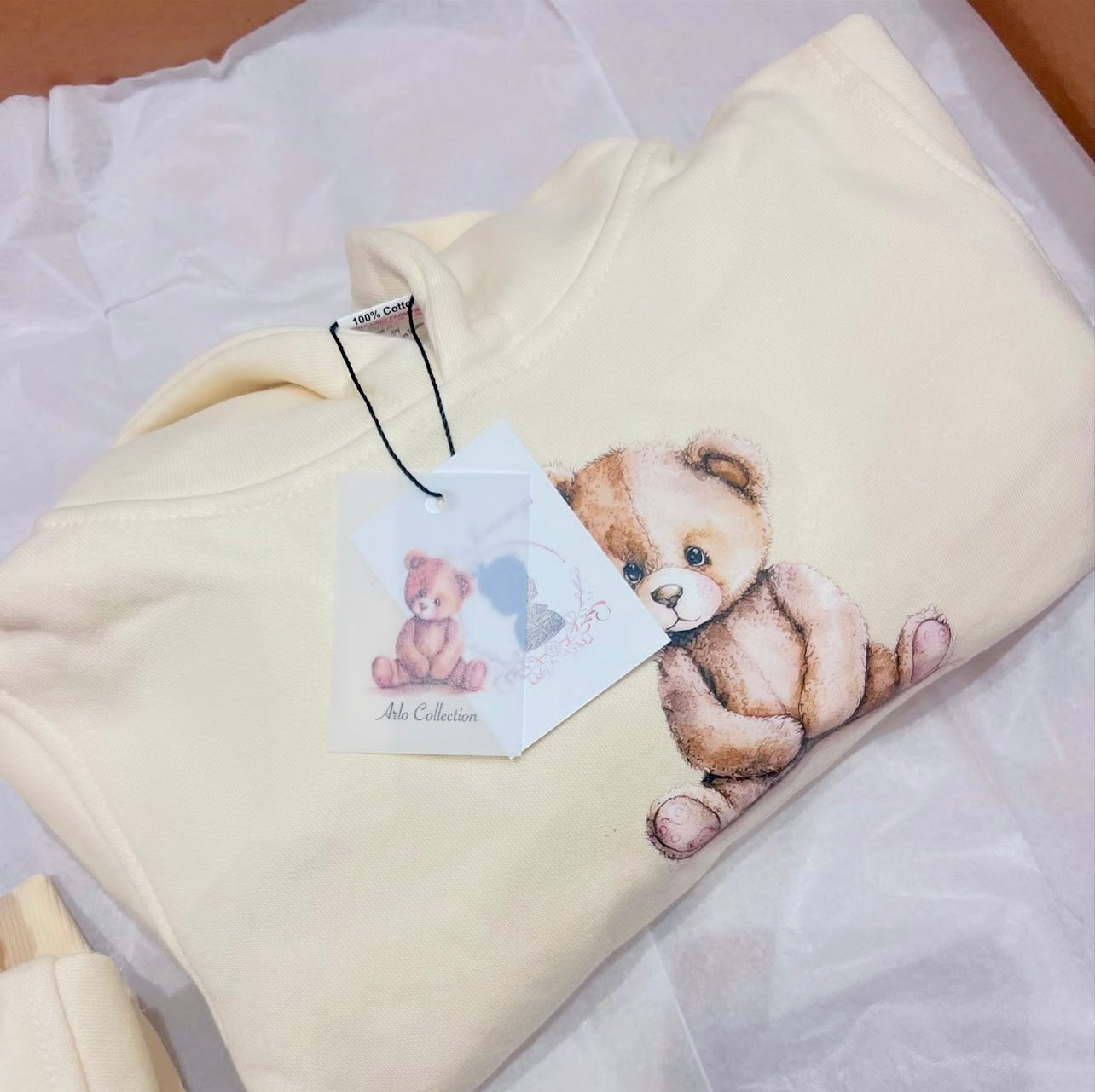 Arlo Teddy Hoodie Tracksuit Cream - Kids Cozy Tracksuit